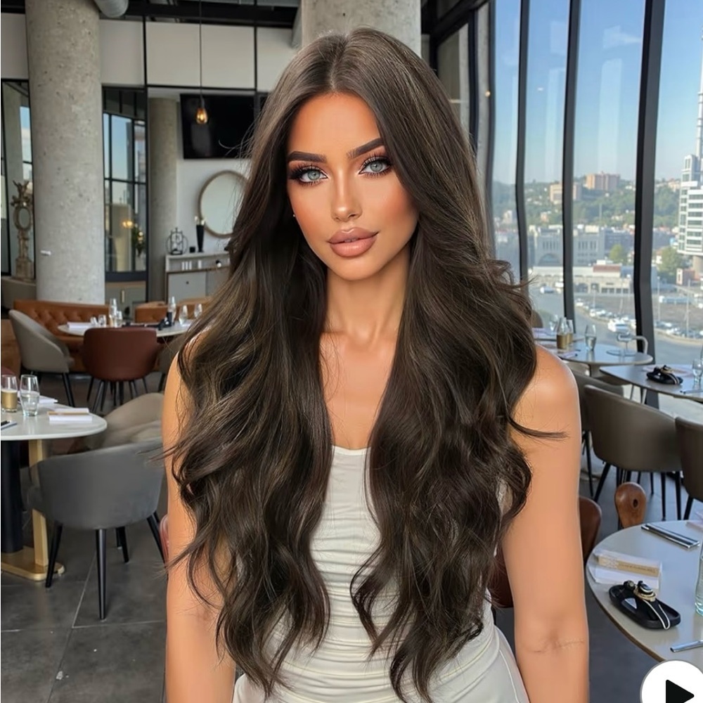Dark Brown Wigs for Women Long Middle Part Natural Hair Synthetic 26”